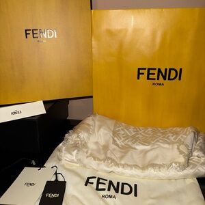 Fendi ivory FF scarf/shawl.